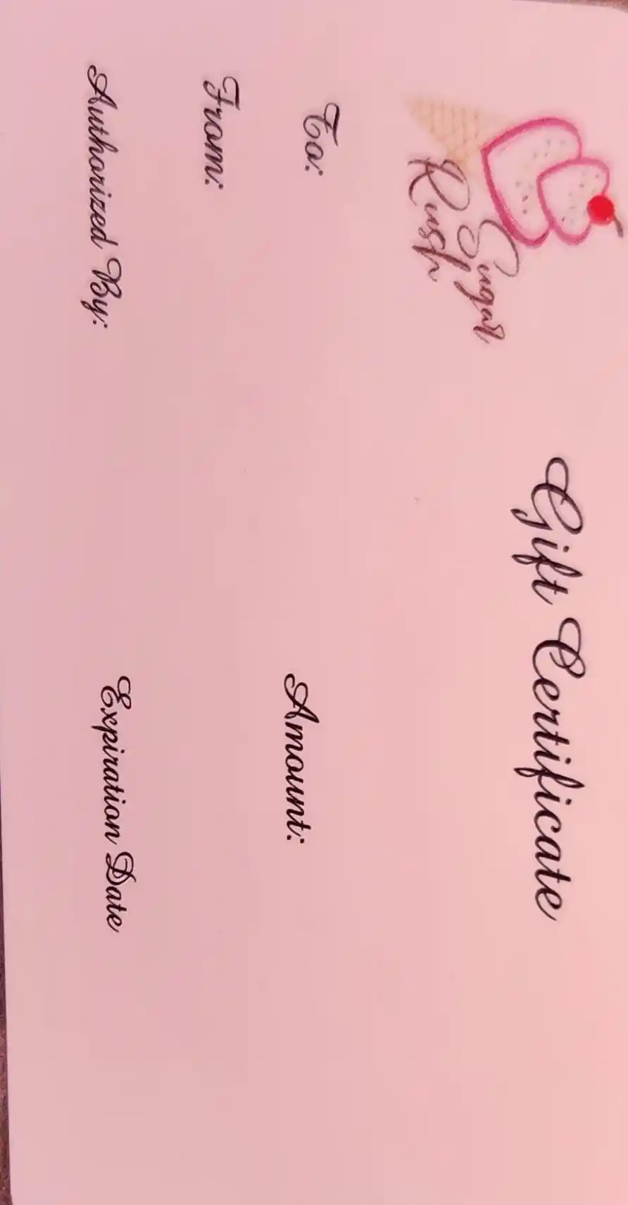 Sugar Rush Gift Certificate